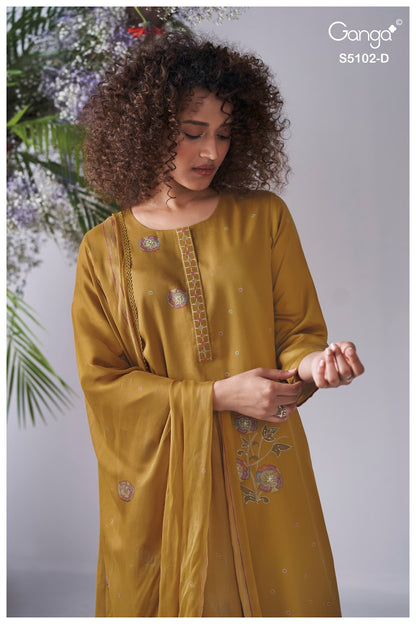 Cazira S5102 Ganga Cotton Satin Pant Style Suits Wholesale Rate