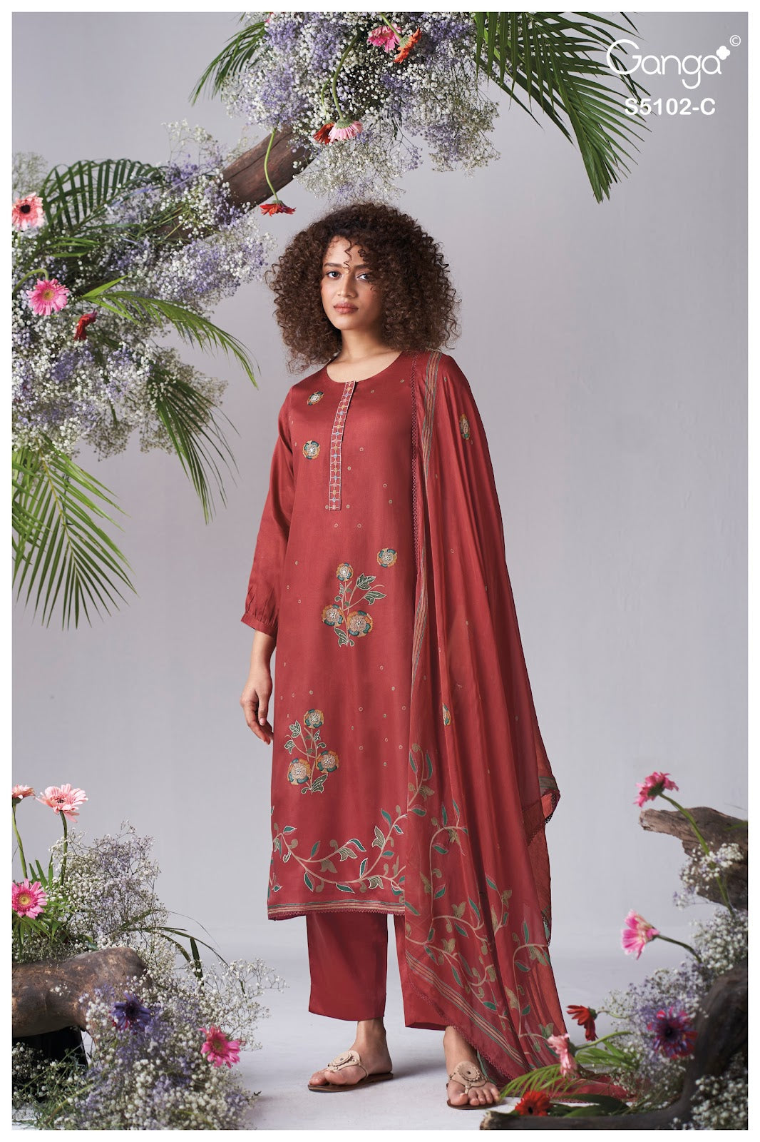 Cazira S5102 Ganga Cotton Satin Pant Style Suits Wholesale Rate
