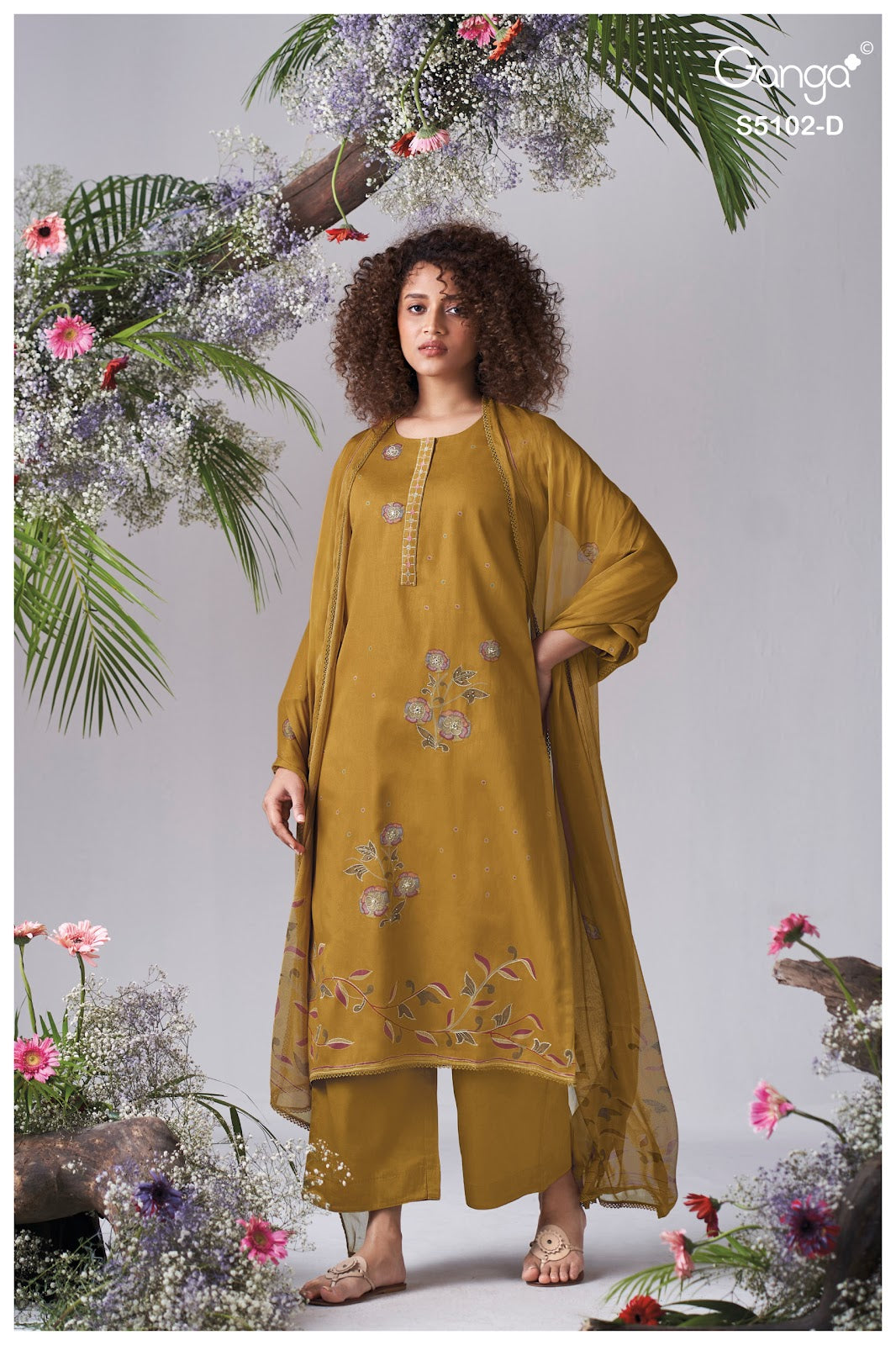 Cazira S5102 Ganga Cotton Satin Pant Style Suits Wholesale Rate
