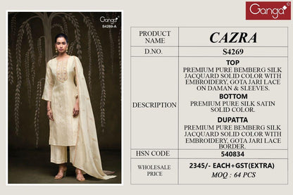 Cazra 4269 Ganga Pure Bemberg Pant Style Suits Supplier India