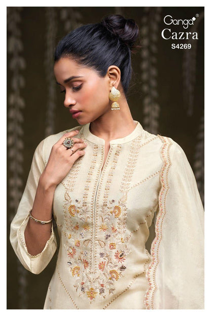 Cazra 4269 Ganga Pure Bemberg Pant Style Suits Supplier India