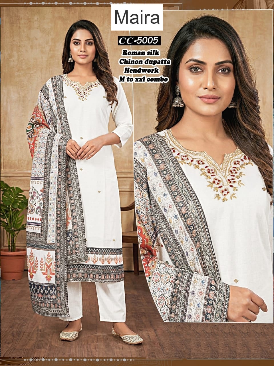 Cc 5001-5007 Maira Roman Silk Readymade Pant Style Suits Exporter Ahmedabad
