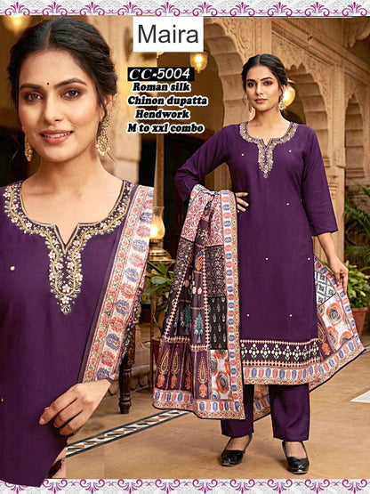Cc 5001-5007 Maira Roman Silk Readymade Pant Style Suits Exporter Ahmedabad