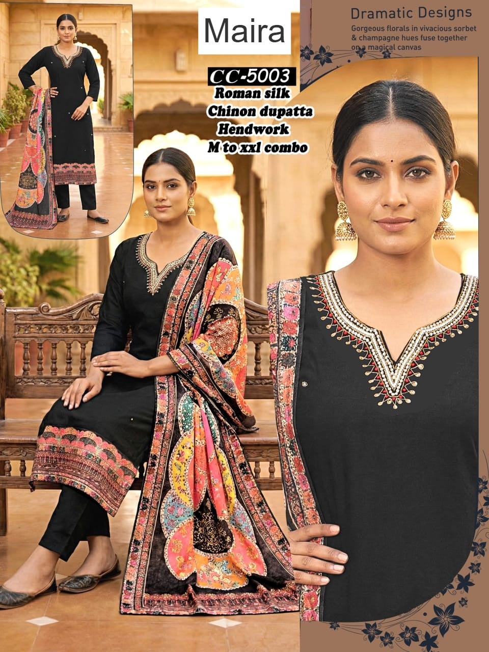 Cc 5001-5007 Maira Roman Silk Readymade Pant Style Suits Exporter Ahmedabad