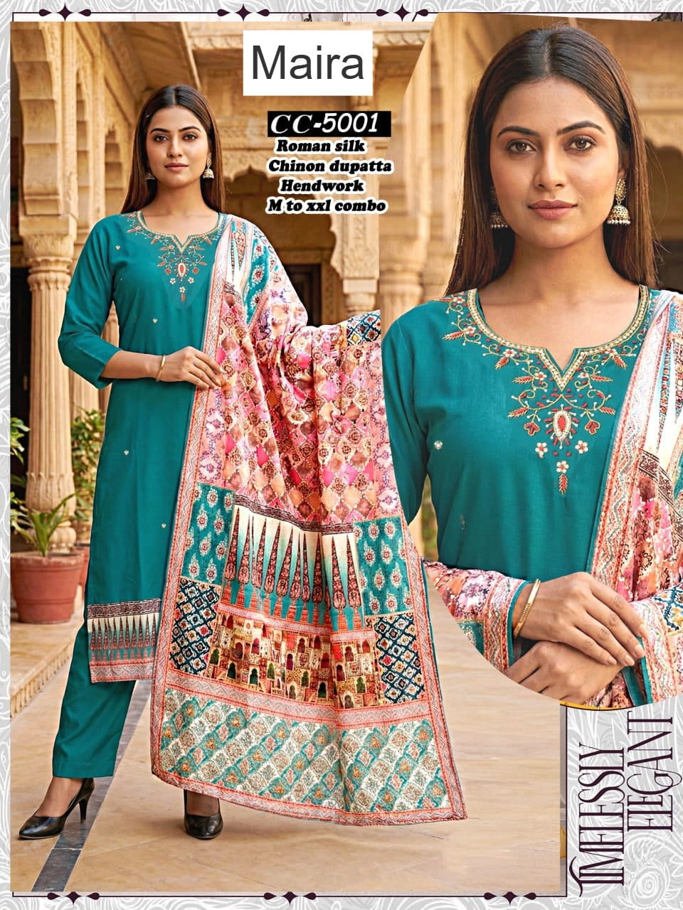 Cc 5001-5007 Maira Roman Silk Readymade Pant Style Suits Exporter Ahmedabad