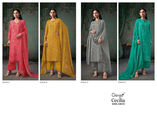 Cecilia 2826 Ganga Viscose Muslin Plazzo Style Suits Wholesale