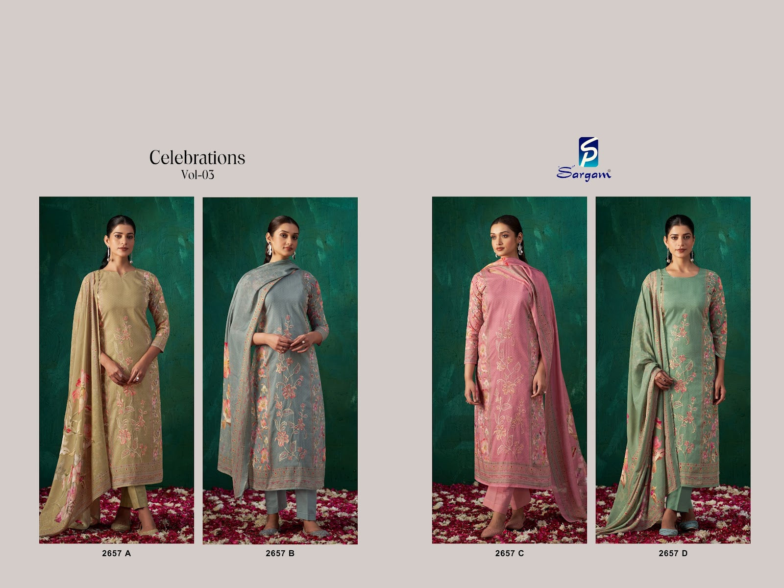 Celebration Vol 3 Sargam Prints Cambric Pant Style Suits Wholesale Price