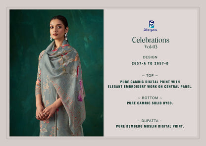 Celebration Vol 3 Sargam Prints Cambric Pant Style Suits Wholesale Price