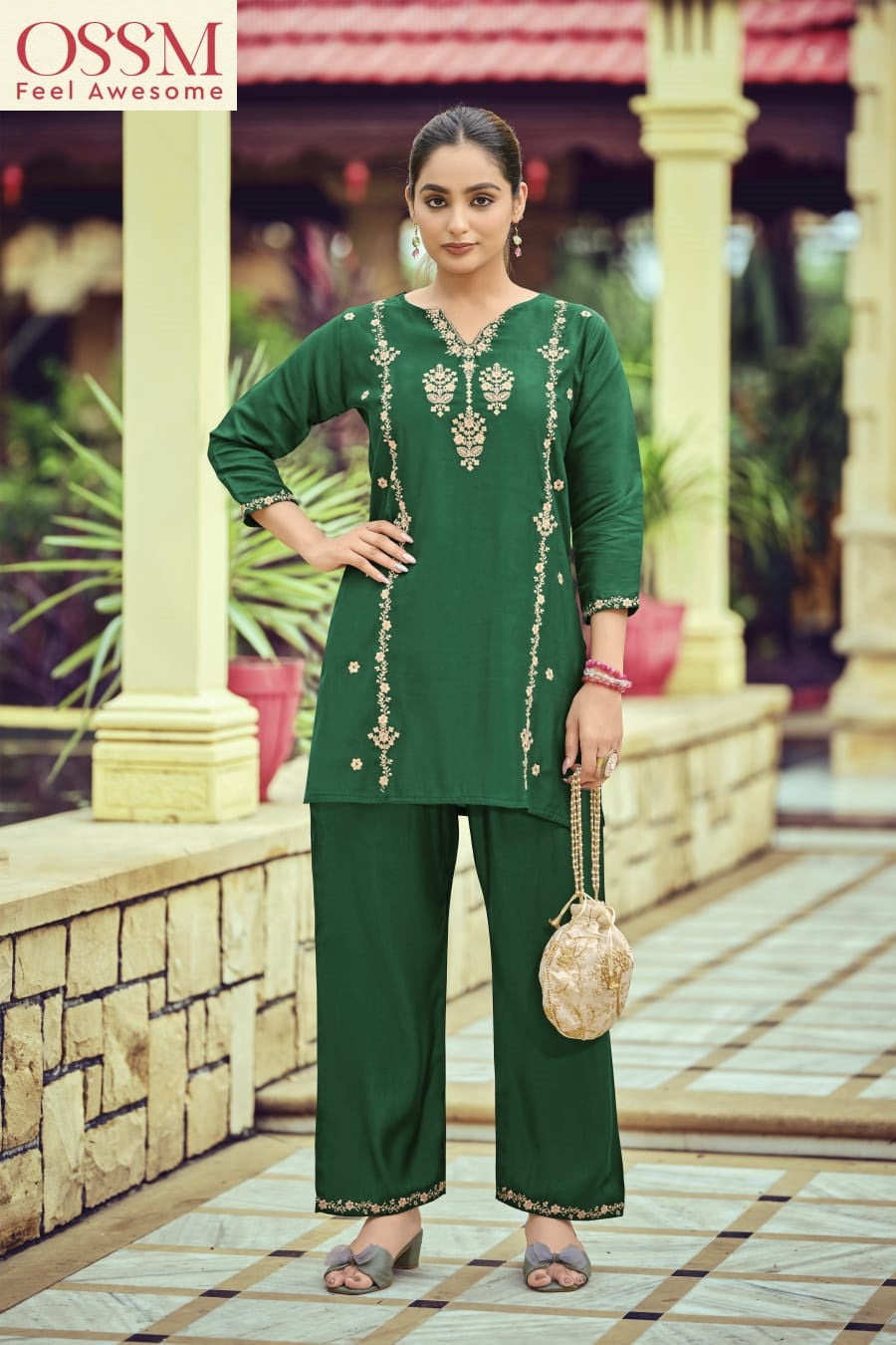 Celebrations Rakhi Special Ossm Roman Silk Co Ord Set Supplier India