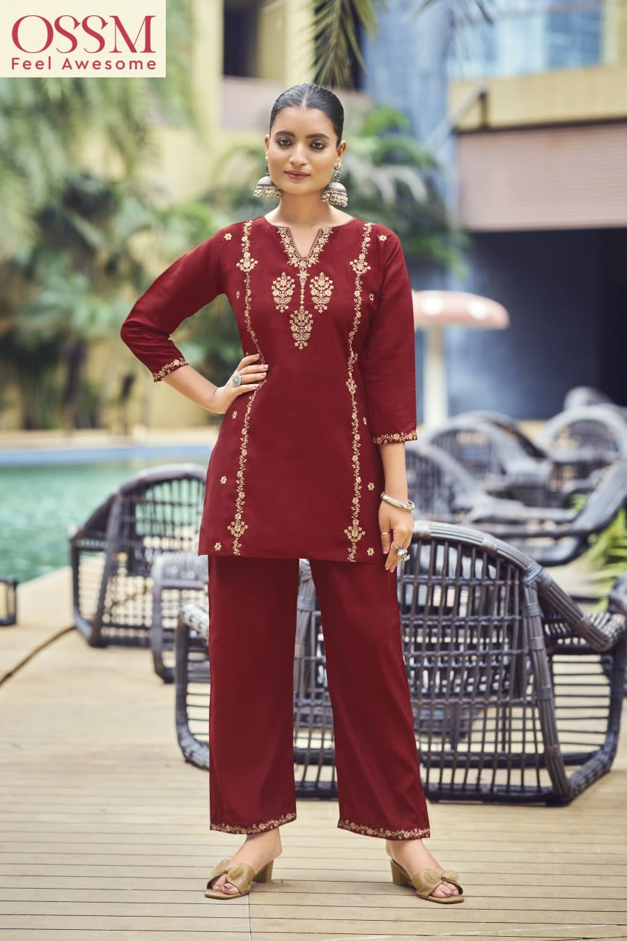 Celebrations Rakhi Special Ossm Roman Silk Co Ord Set Supplier India
