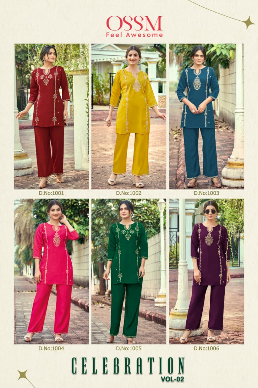 Celebration Vol 2 Ossm Roman Silk Co Ord Set Wholesale Rate