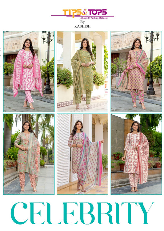 Celebrity Tips Tops Cotton Readymade Pant Style Suits Wholesaler