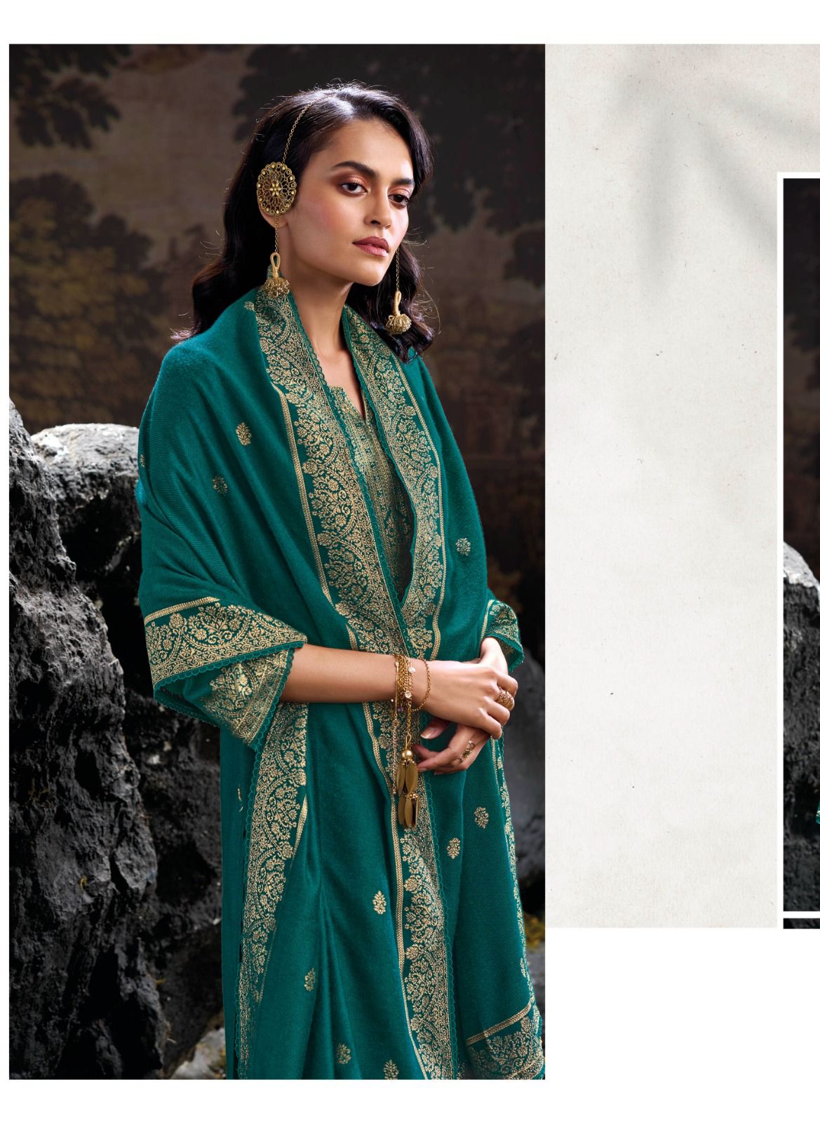 Celeste Ganga Jacquard Pashmina Suits Wholesale Price