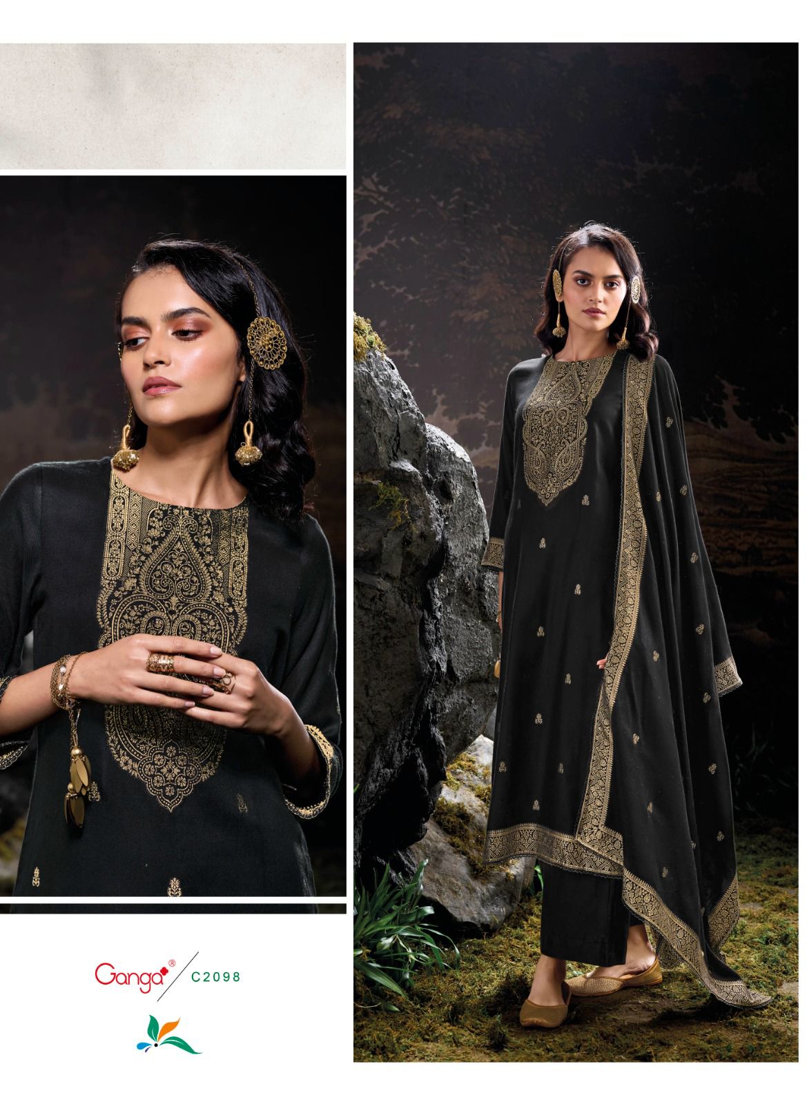 Celeste Ganga Jacquard Pashmina Suits Wholesale Price