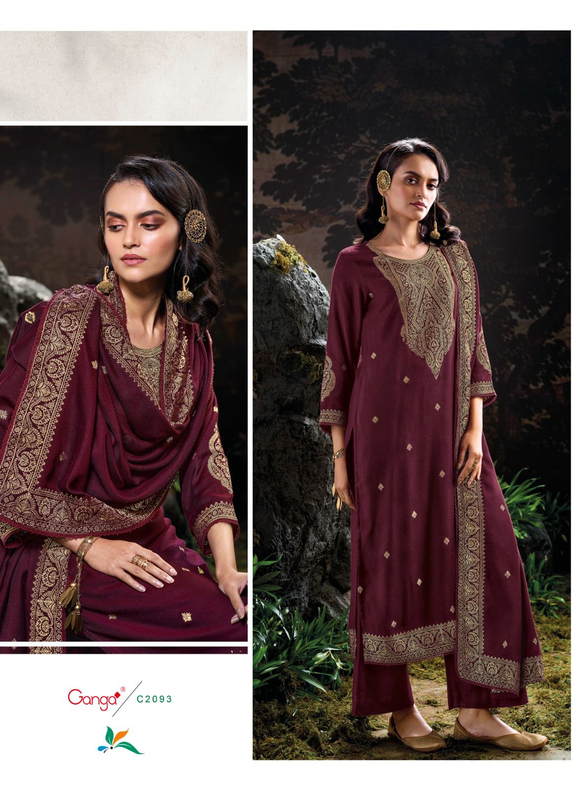 Celeste Ganga Jacquard Pashmina Suits Wholesale Price