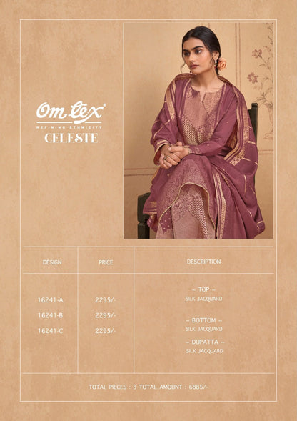 Celeste Omtex Silk Jacquard Pant Style Suits Wholesaler Gujarat