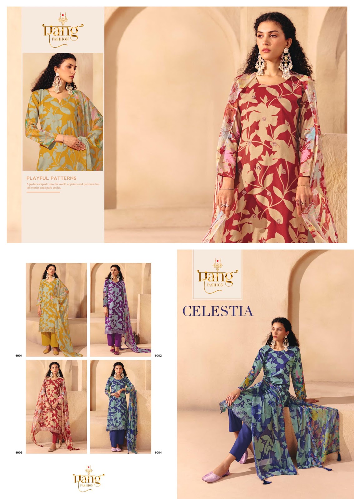 Celestia Rang Fashion Muslin Pant Style Suits Exporter Gujarat