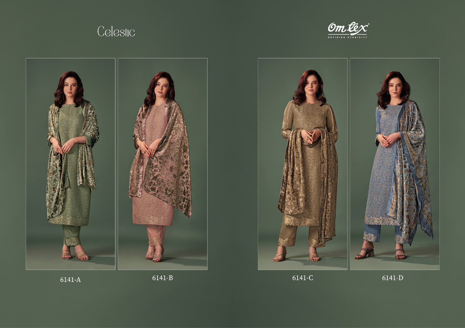 Celestic Omtex Jacquard Pashmina Suits Wholesale Rate