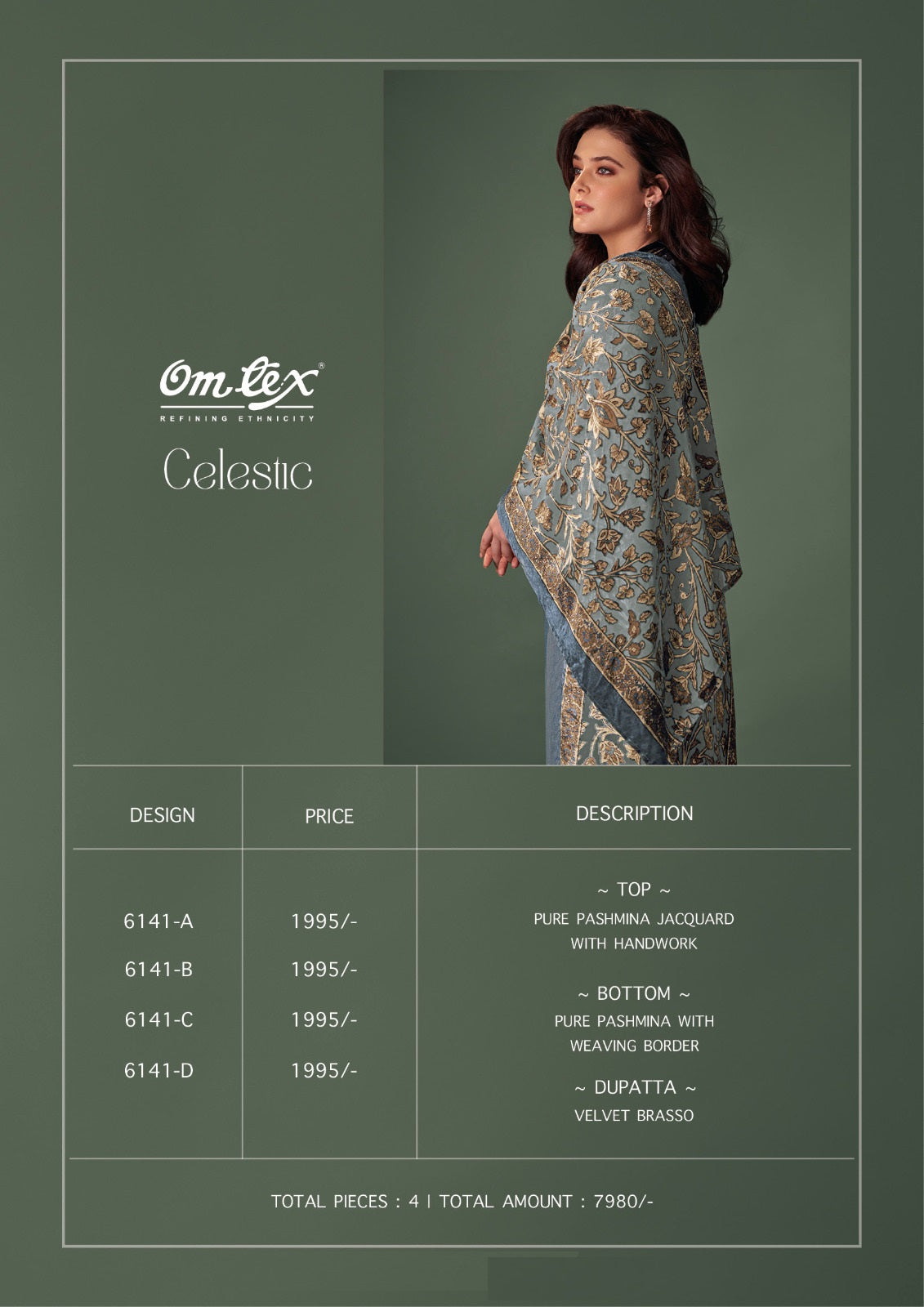 Celestic Omtex Jacquard Pashmina Suits Wholesale Rate