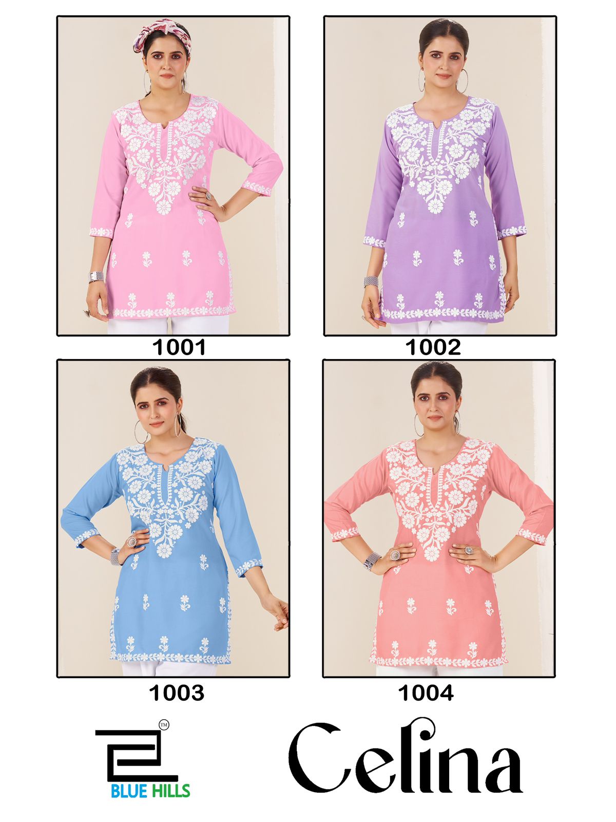 Celina Blue Hills Rayon Kurti Pant Set Wholesaler Gujarat