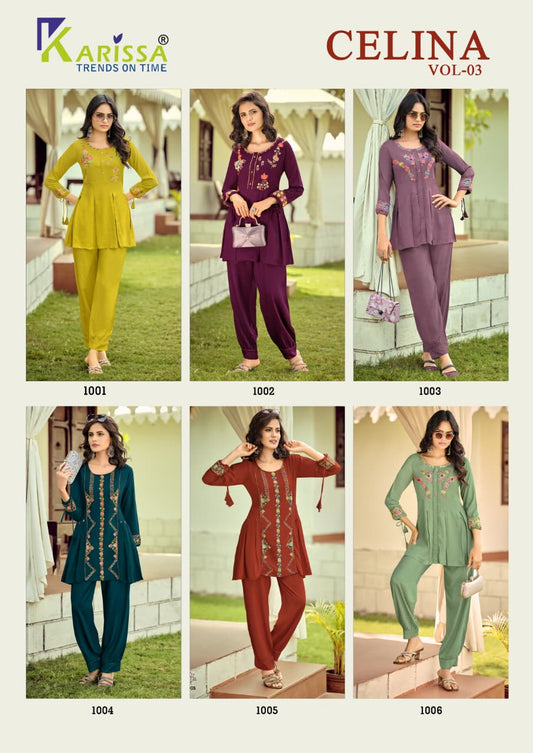 Celina Vol 3 Karissa Viscose Rayon Co Ord Set Wholesale Price