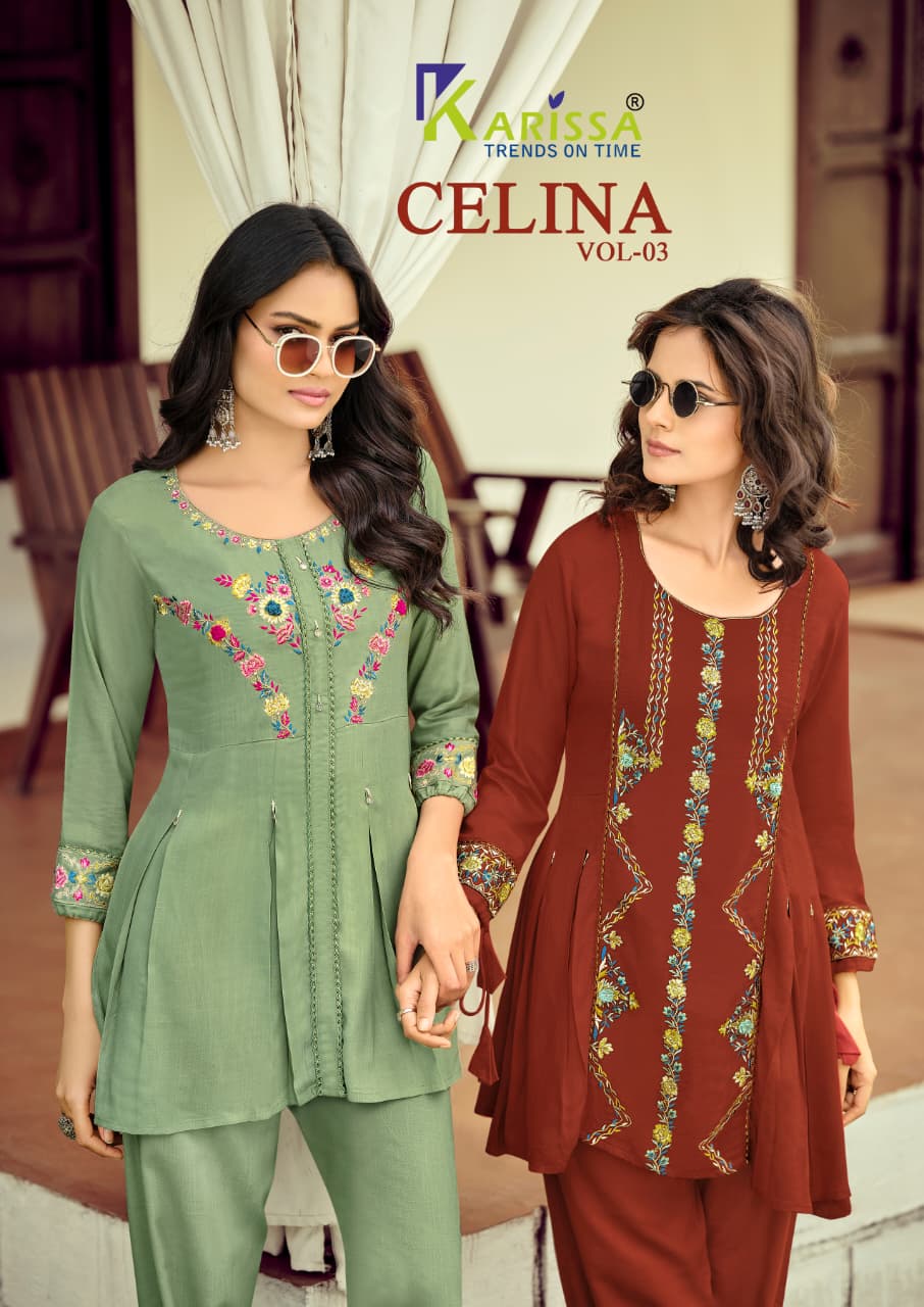 Celina Vol 3 Karissa Viscose Rayon Co Ord Set Wholesale Price