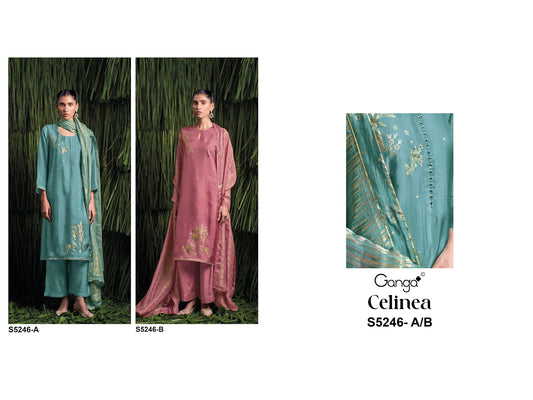 Celinea S5246 Ganga Habutai Silk Plazzo Style Suits Wholesale