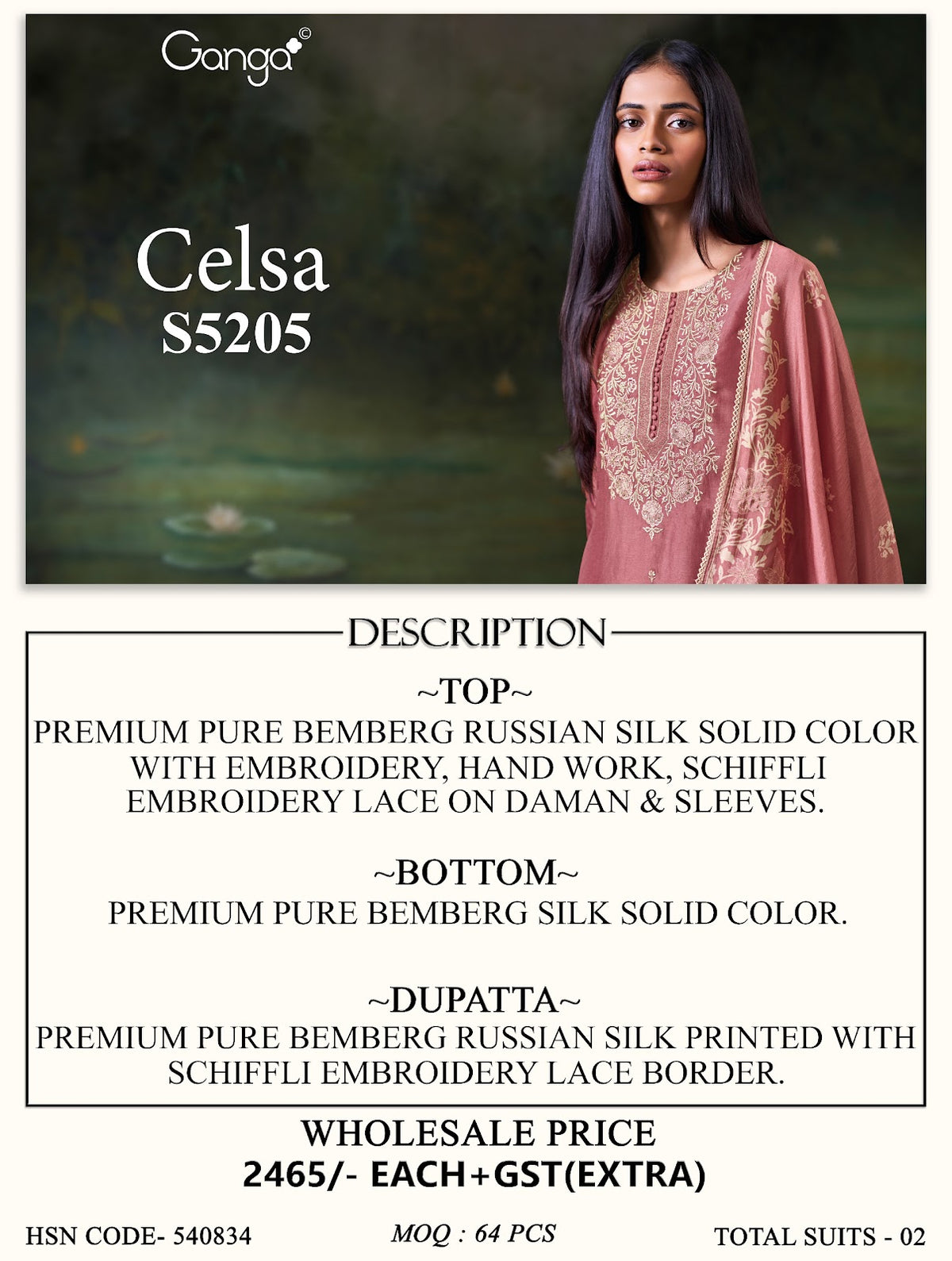 Celsa S5205 Ganga Russian Silk Plazzo Style Suits Supplier