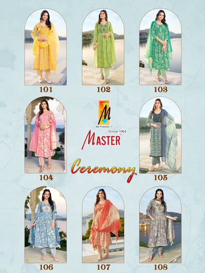 Ceremony Master Capsule Print Readymade Anarkali Suits Manufacturer Ahmedabad