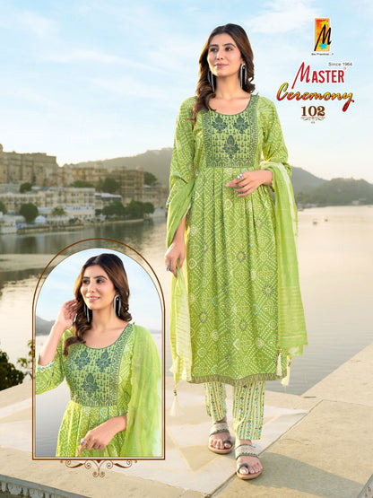 Ceremony Master Capsule Print Readymade Anarkali Suits Manufacturer Ahmedabad