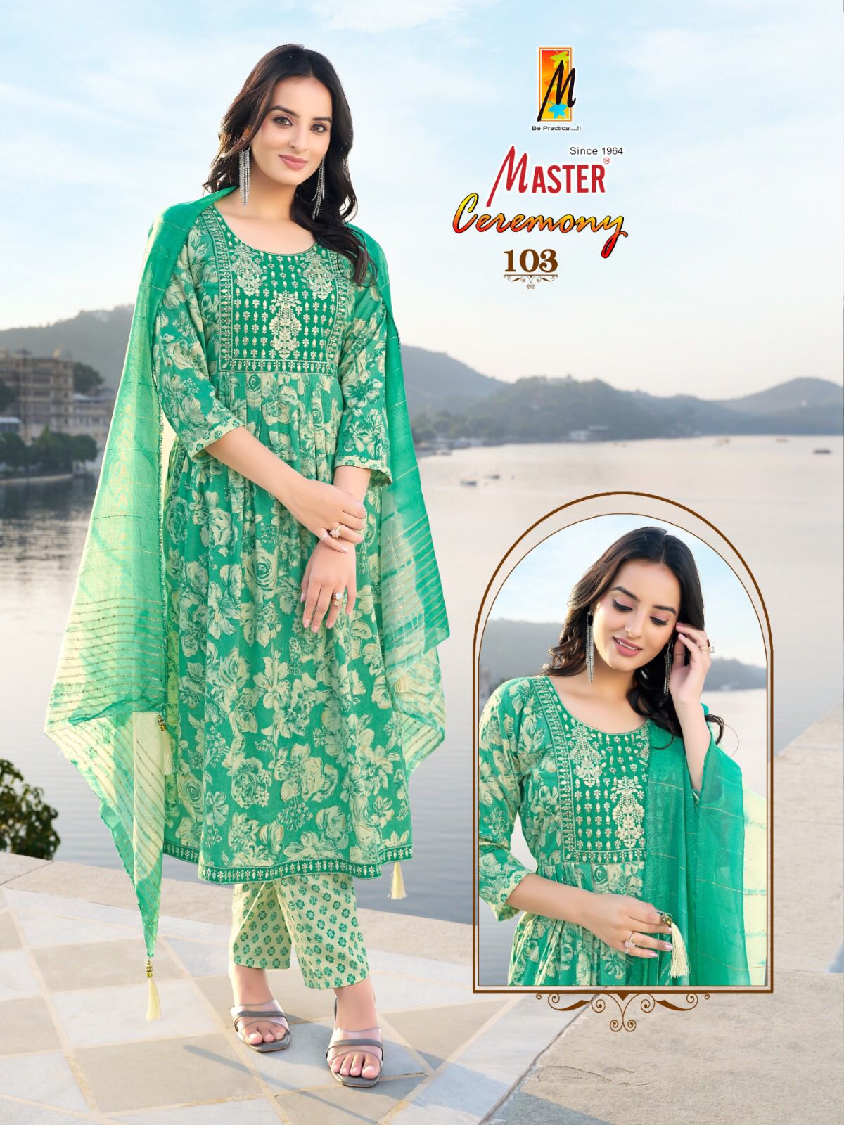 Ceremony Master Capsule Print Readymade Anarkali Suits Manufacturer Ahmedabad