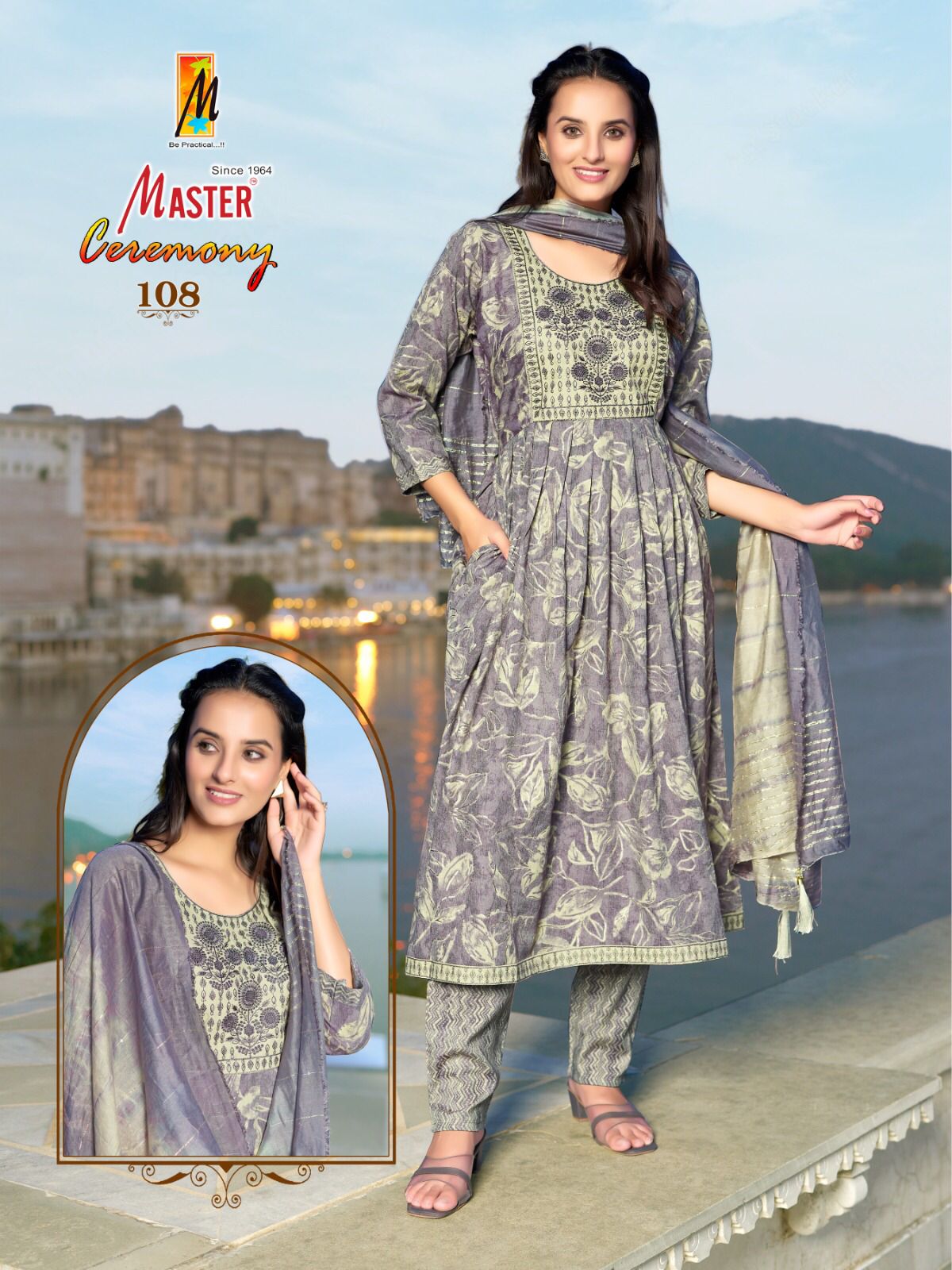 Ceremony Master Capsule Print Readymade Anarkali Suits Manufacturer Ahmedabad