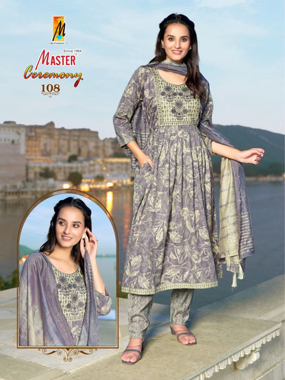 Ceremony Master Capsule Print Readymade Anarkali Suits Manufacturer Ahmedabad