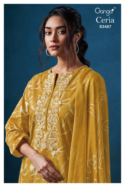 Ceria 3487 Ganga Premium Cotton Plazzo Style Suits Manufacturer Gujarat