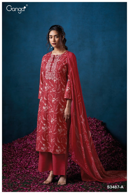 Ceria 3487 Ganga Premium Cotton Plazzo Style Suits Manufacturer Gujarat