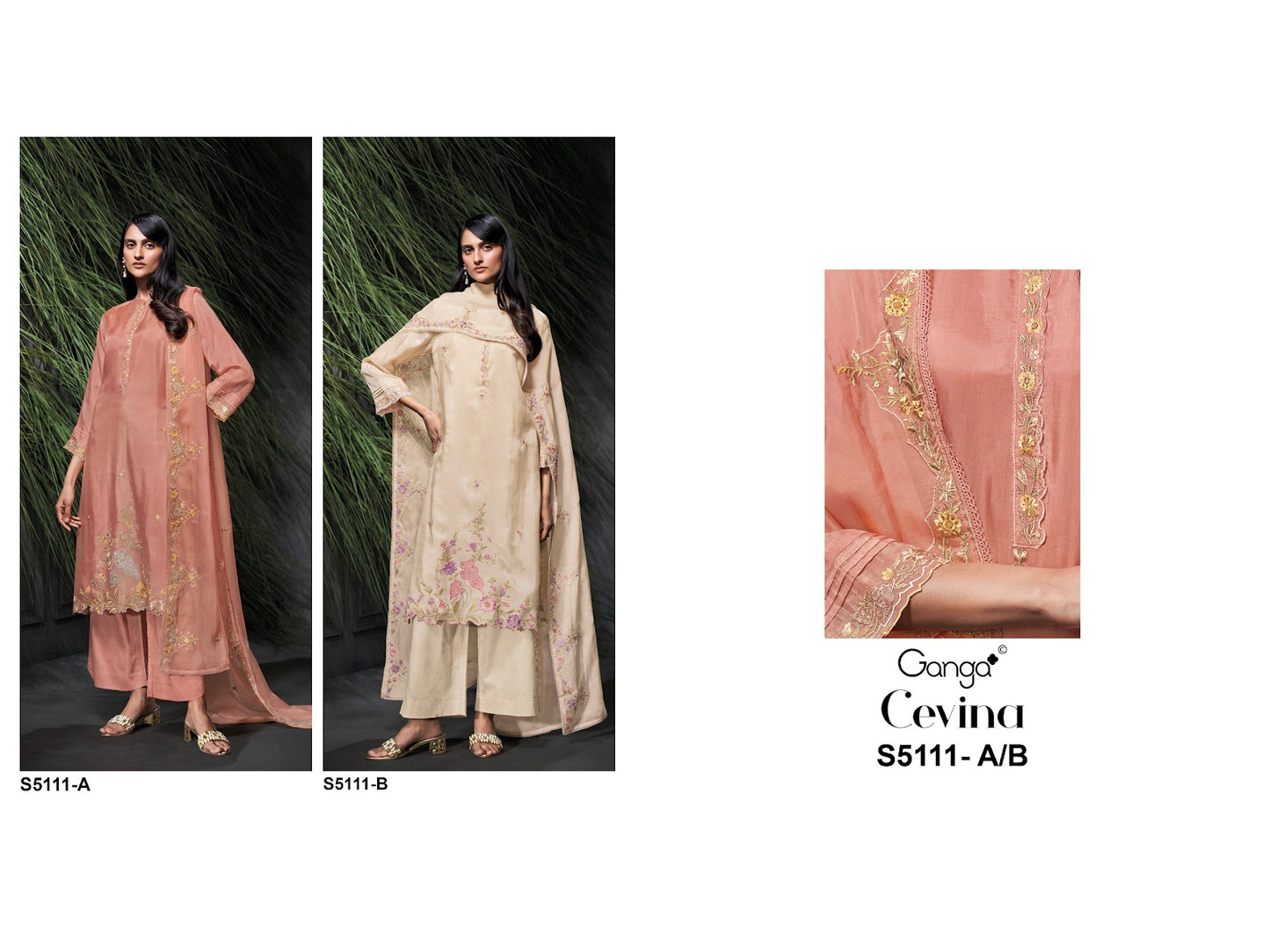 Cevina S5111 Ganga Habutai Silk Plazzo Style Suits Wholesale Price