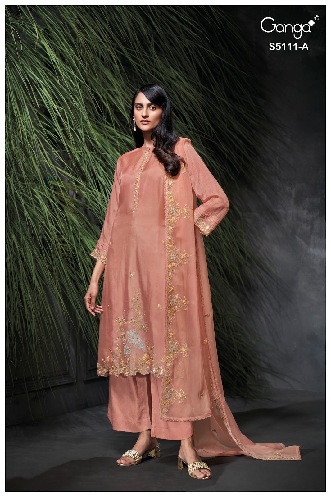 Cevina S5111 Ganga Habutai Silk Plazzo Style Suits Wholesale Price