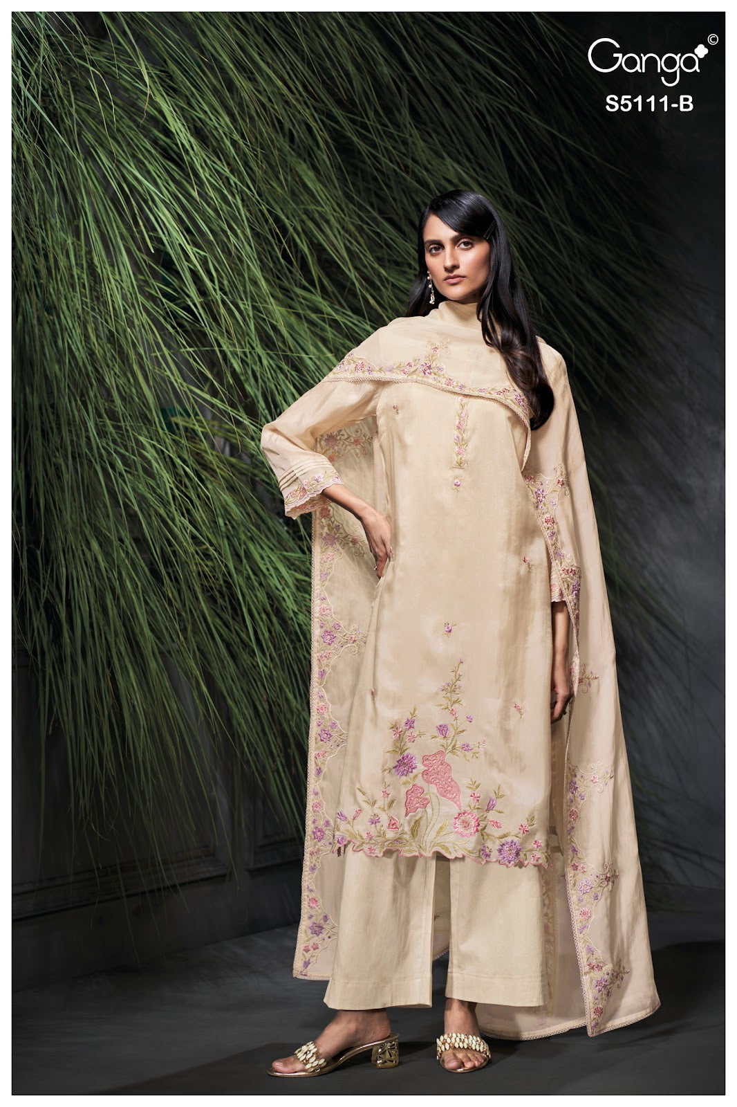 Cevina S5111 Ganga Habutai Silk Plazzo Style Suits Wholesale Price
