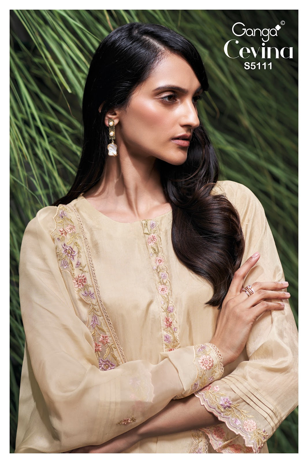Cevina S5111 Ganga Habutai Silk Plazzo Style Suits Wholesale Price