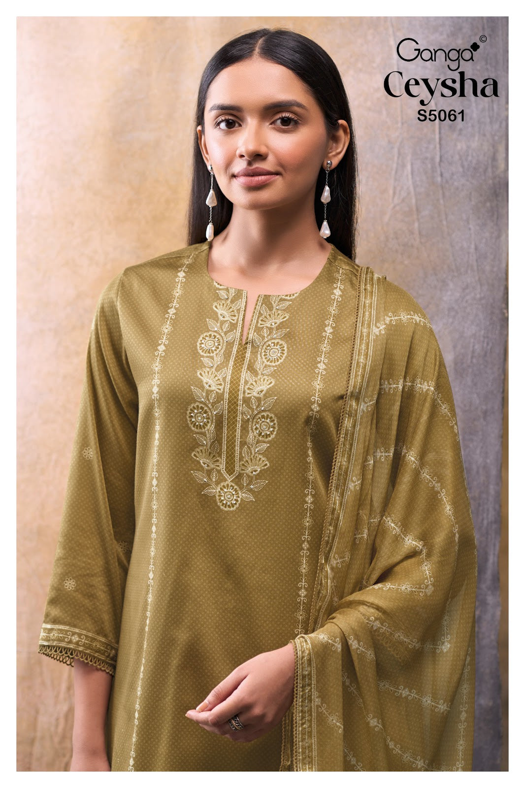 Ceysha S5061 Ganga Cotton Satin Plazzo Style Suits Exporter