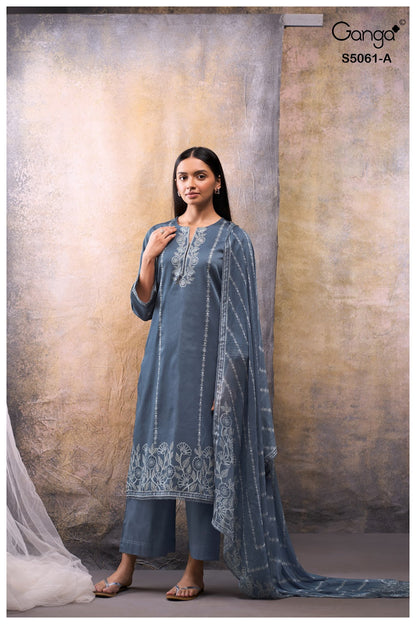 Ceysha S5061 Ganga Cotton Satin Plazzo Style Suits Exporter