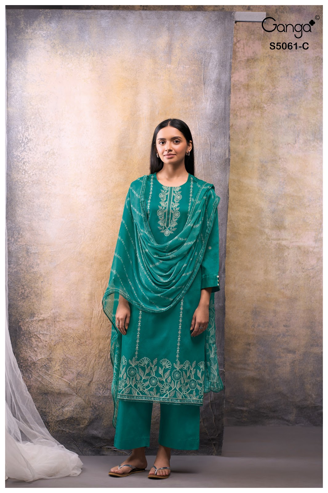 Ceysha S5061 Ganga Cotton Satin Plazzo Style Suits Exporter