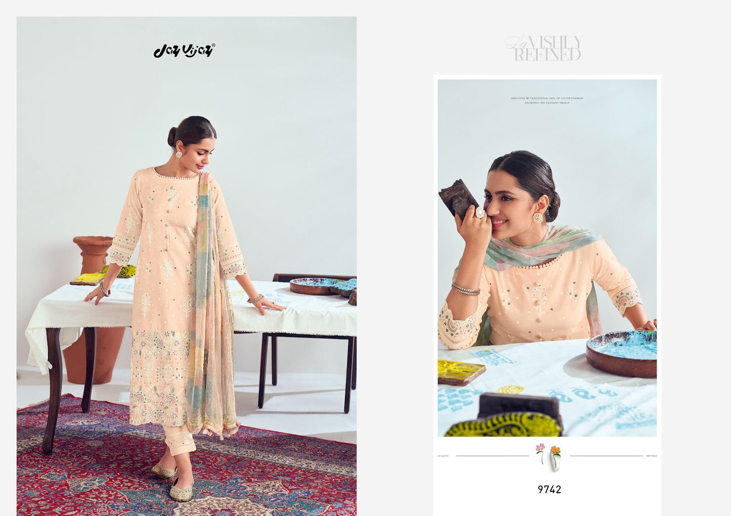 Chaap 9741-9746 Jay Vijay Pure Cotton Pant Style Suits Supplier India