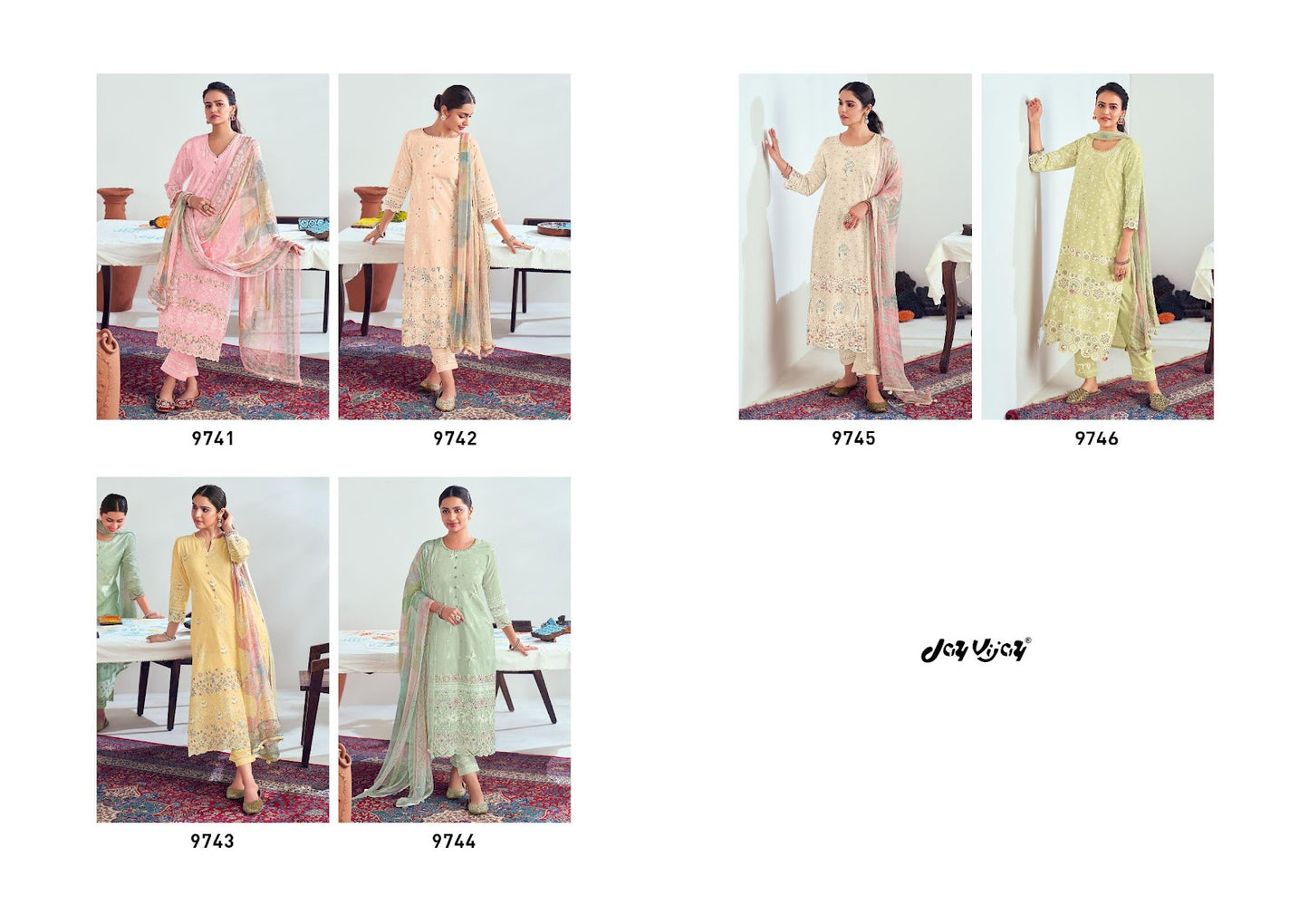 Chaap 9741-9746 Jay Vijay Pure Cotton Pant Style Suits Supplier India