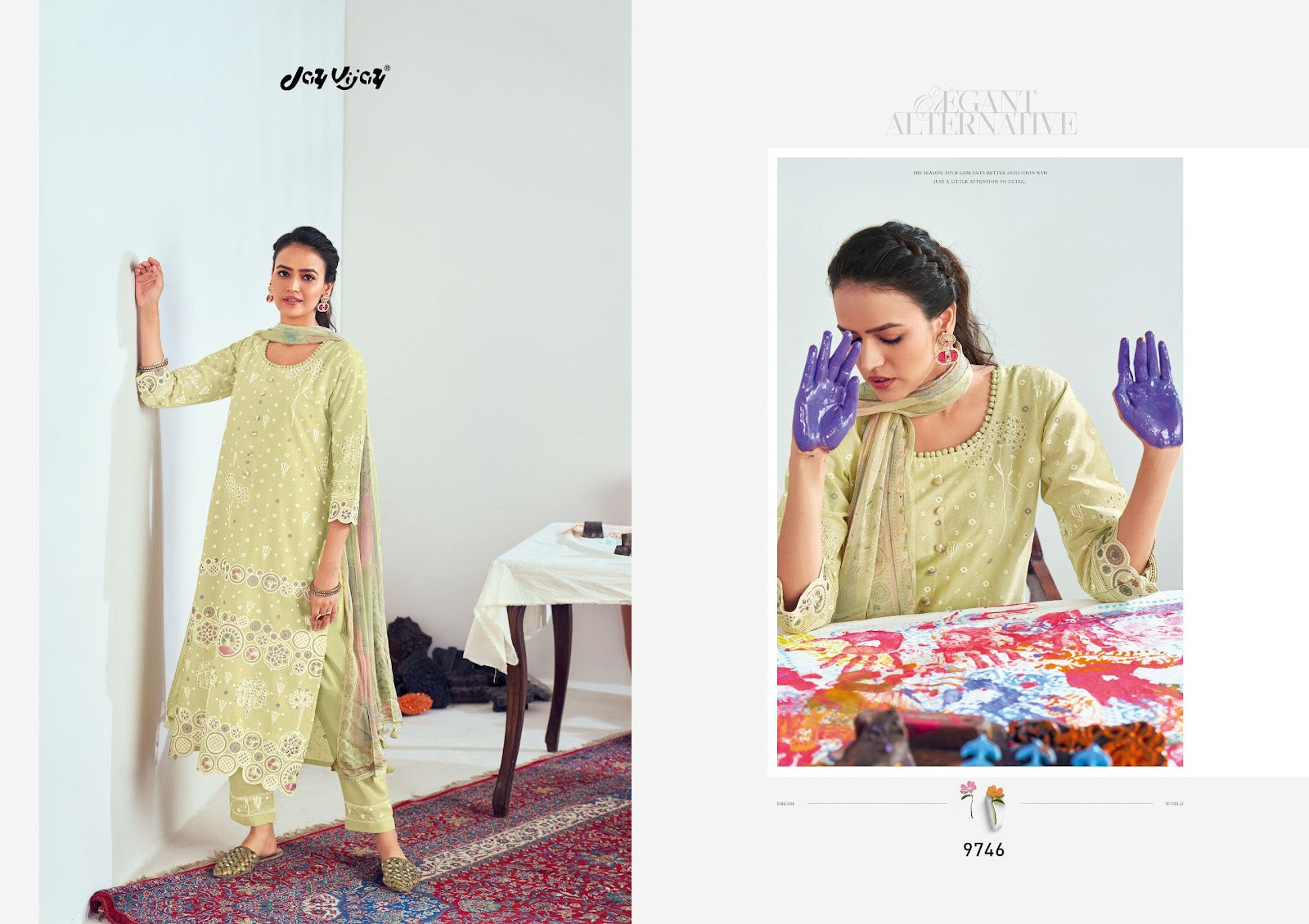 Chaap 9741-9746 Jay Vijay Pure Cotton Pant Style Suits Supplier India