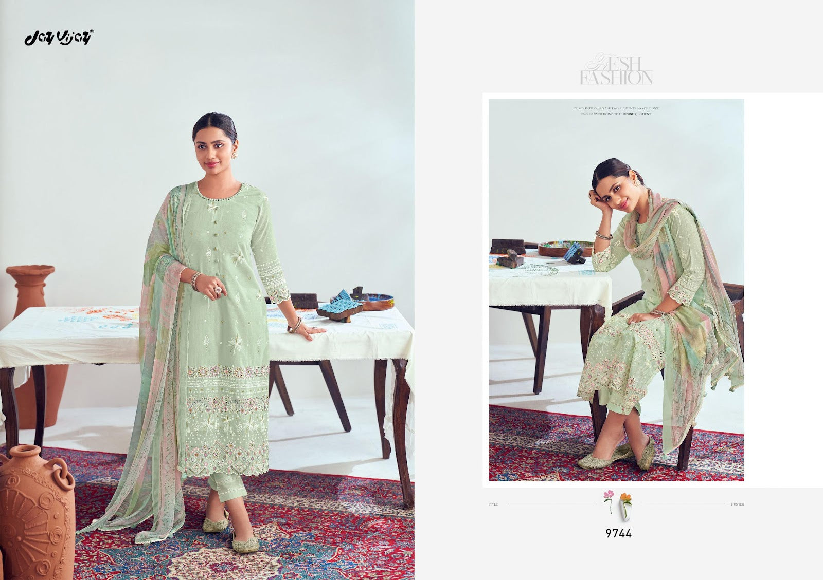 Chaap 9741-9746 Jay Vijay Pure Cotton Pant Style Suits Supplier India