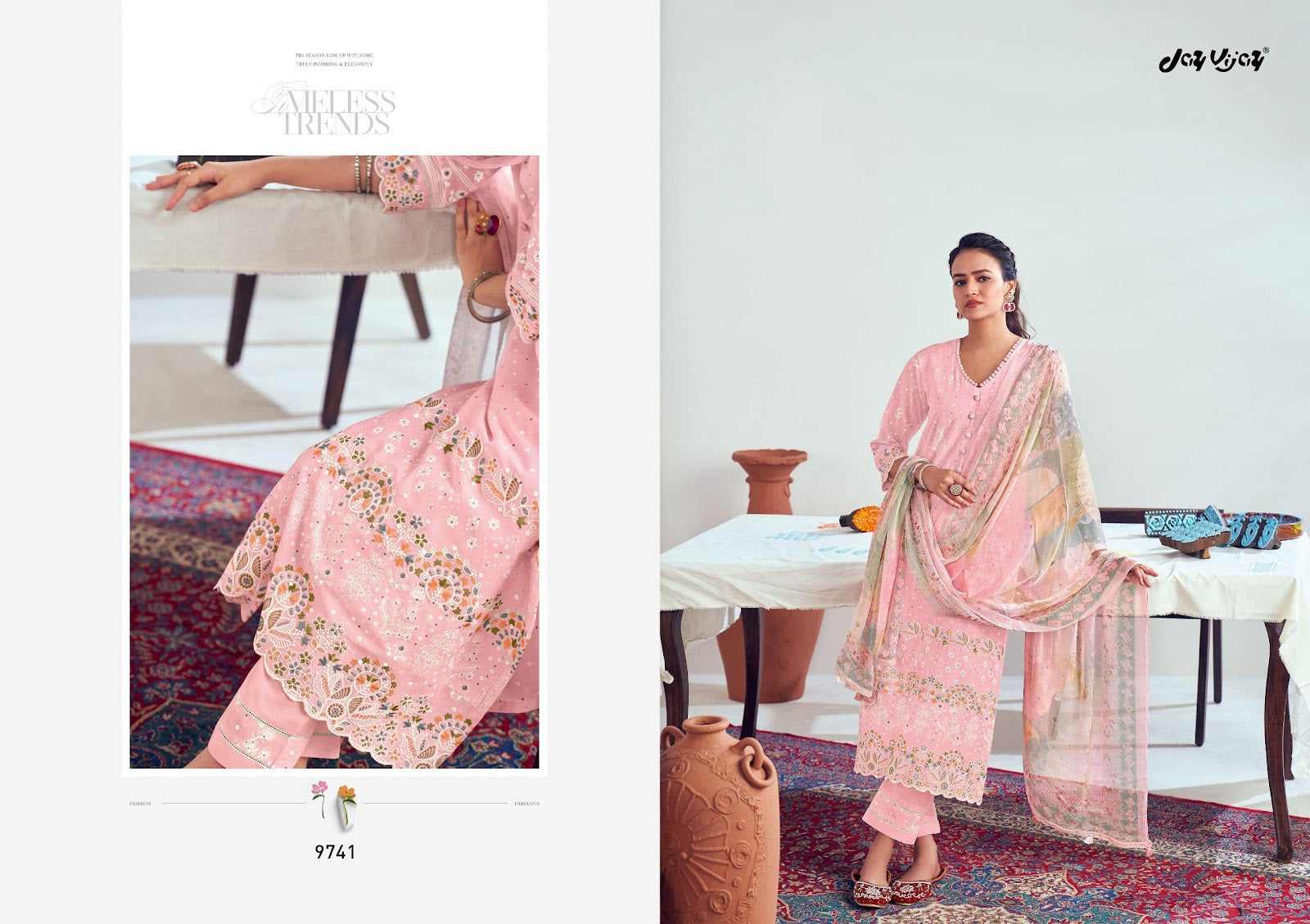 Chaap 9741-9746 Jay Vijay Pure Cotton Pant Style Suits Supplier India