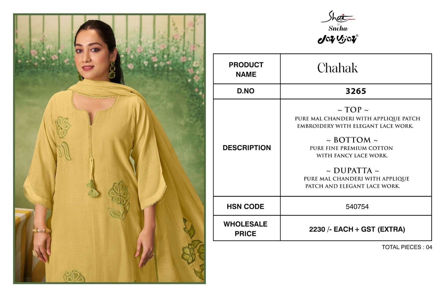 Chahak 3265 Jay Vijay Shai Mal Chanderi Pant Style Suits Manufacturer Ahmedabad