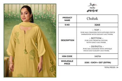 Chahak 3265 Jay Vijay Shai Mal Chanderi Pant Style Suits Manufacturer Ahmedabad