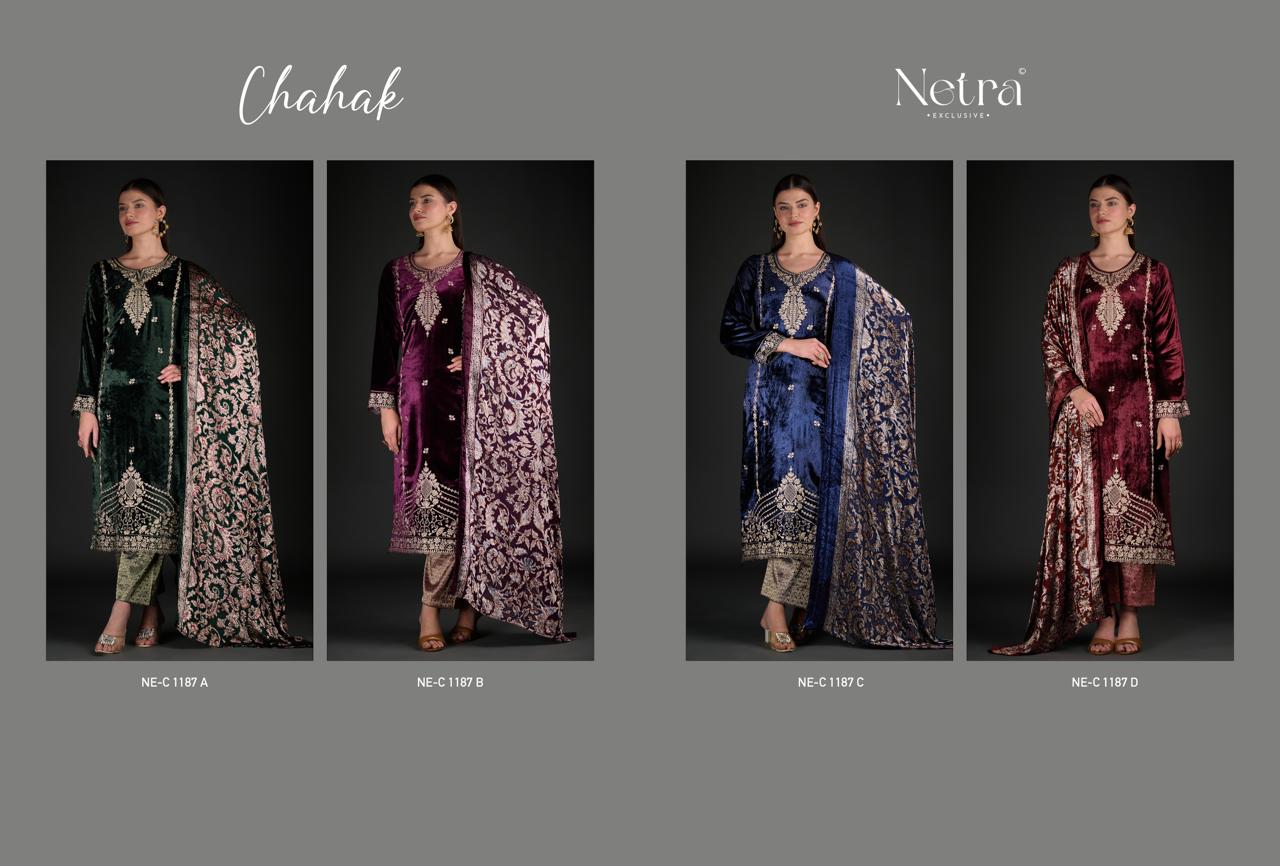 Chahak Netra Velvet Suits Manufacturer Ahmedabad